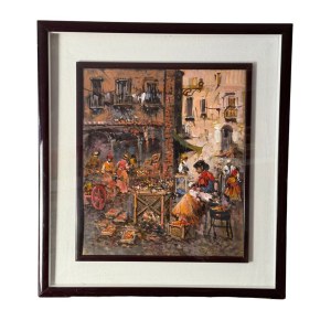 UNIDENTIFIED SIGNATURE, Neapolitan street with a small market