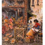 UNIDENTIFIED SIGNATURE, Neapolitan street with a small market