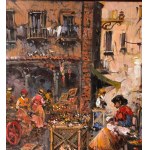 UNIDENTIFIED SIGNATURE, Neapolitan street with a small market