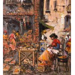 UNIDENTIFIED SIGNATURE, Neapolitan street with a small market