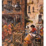 UNIDENTIFIED SIGNATURE, Neapolitan street with a small market
