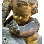 Antique gilded and chased bronze clock