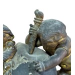 Antique gilded and chased bronze clock