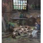R.CARIGNANI, Interior with chickens - R. CARIGNANI