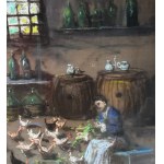 R.CARIGNANI, Interior with chickens - R. CARIGNANI