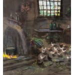 R.CARIGNANI, Interior with chickens - R. CARIGNANI