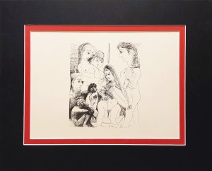 Pablo Picasso (1881-1973), Une vierge avec un oiseau, un homme avec un poisson et le petit Saint Jean, (Dziewica z ptakiem, mężczyzna z rybą i mały św. Jan).