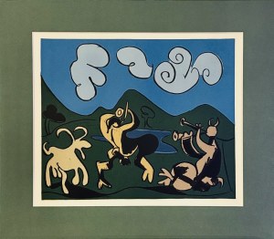 Pablo Picasso (1881-1973), Bachanalia: Dwóch Satyrów i koza, (Deux Satyres et la Chèvre)1962