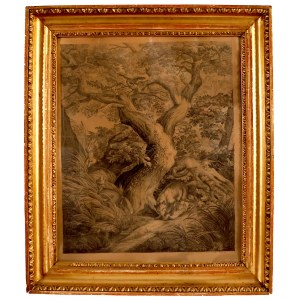 Ludwig Sprung (after J.E. Ridinger) A Woodland Hunting Scene: Foxes and Prey