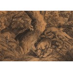 Ludwig Sprung (after J.E. Ridinger) A Woodland Hunting Scene: Foxes and Prey
