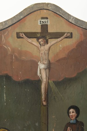 European School Mid-19th Century Woman in Prayer Before Christ