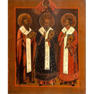 19th Century Russian Icon of the Three Holy Hierarchs