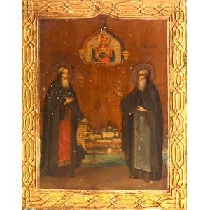 19th Century Russian Icon of Saints Zosimas and Savvatiy of Solovki