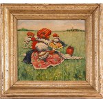 After Joža Uprka (Czech, 1861-1940). Peasant Girls in a Flowing Meadow