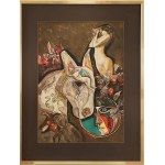 Josef Liesler (1912-2005). Surrealist Composition with Figures and Animal Forms