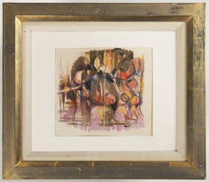 Attributed to Serge Poliakoff (Russian/French, 1900-1969). Abstract Composition in Ochre and Violet