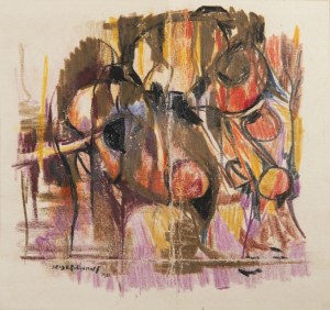 Attributed to Serge Poliakoff (Russian/French, 1900-1969). Abstract Composition in Ochre and Violet