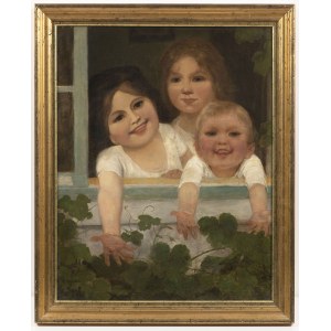 Carl von Bergen (1853-1933). Three Children at the Window