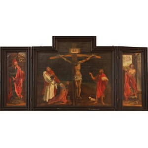 Painter 20th century, Monumental Triptych - The Crucifixion and Biblical Scenes (1920)