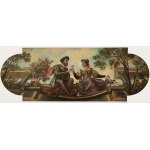 PROBABLY STUDIO OF HANS MAKART (SALZBURG 1840 - 1884 VIENNA) . A Monumental Neo-Renaissance Courting Scene in an Architectural Capriccio