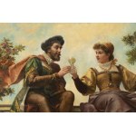 PROBABLY STUDIO OF HANS MAKART (SALZBURG 1840 - 1884 VIENNA) . A Monumental Neo-Renaissance Courting Scene in an Architectural Capriccio