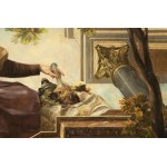 PROBABLY STUDIO OF HANS MAKART (SALZBURG 1840 - 1884 VIENNA) . A Monumental Neo-Renaissance Courting Scene in an Architectural Capriccio