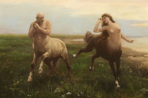 Attributed to Zygmunt Ajdukiewicz (1861 - 1917). Mythological Scene The Play of the Centaurs
