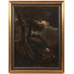 Attributed to Pier Francesco Mola (Coldrerio 1612 Rome 1666)., Attributed to Pier Francesco Mola (Coldrerio 1612 Rome 1666). Resting Soldiers and a Woman at Sunset
