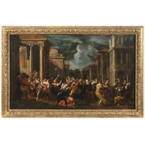 Johann Heiss (Memmingen 1640-1704 Augsburg). "An Architectural Capriccio with the Rape of the Sabine Women"