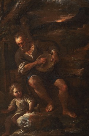 Attributed to Luca Giordano Naples (1634 -1705). The Basket Weaver and his Children