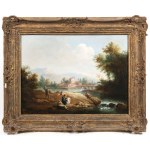 FRANCESCO ZUCCARELLI (PITIGLIANO 1702 - 1788 FLORENCE), ATTRIBUTED TO. Arcadian River Landscape with Figures