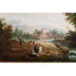 FRANCESCO ZUCCARELLI (PITIGLIANO 1702 - 1788 FLORENCE), ATTRIBUTED TO. Arcadian River Landscape with Figures