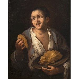 Italský mistr 17. století . Chlapec s chlebem