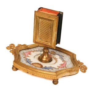 Victorian Ormolu and Porcelain Match Striker.