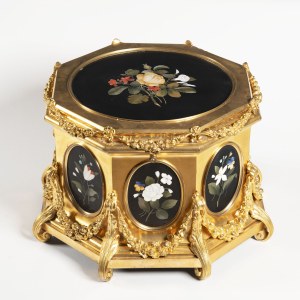 Monumental Neoclassical Jewelry Casket with Pietra Dura Inlays