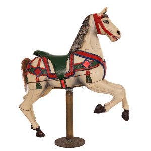 Monumental Polychrome Wooden Carousel Horse - Circa 1900