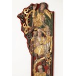 Tyrol, około 1520 r. Para polichromowanych płaskorzeźb z drewna