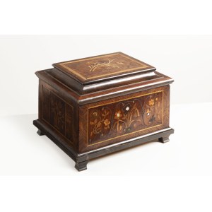 A Fine 19th-Century European Marquetry and Mother-of-Pearl Inlay Tea Caddy or Vanity Box