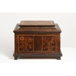 A Fine 19th-Century European Marquetry and Mother-of-Pearl Inlay Tea Caddy or Vanity Box