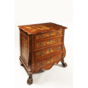 Deutch Commode with Floral Marquetry and Lion-Paw Feet, around 1800