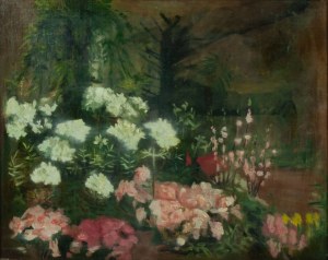 Atrybucja: Maria Waleria Podlewska (1862 - 1948), Kwiaty w ogrodzie
