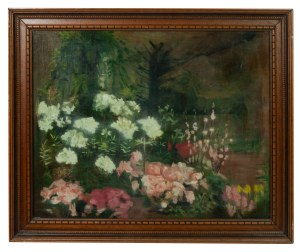 Atrybucja: Maria Waleria Podlewska (1862 - 1948), Kwiaty w ogrodzie