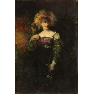 Henryk Piatkowski (1853 - 1932), Girl with a parrot