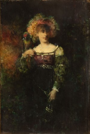 Henryk Piątkowski (1853 - 1932), Dziewczyna z papugą