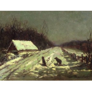 Viktor Korecki (1890 - 1980), Winterlandschaft mit Wölfen