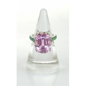 Ring mit Kunzit und Tsavoriten