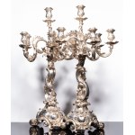 Pair of rococo silver candelabra, Germany 19th century.