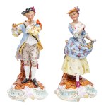 artist unrecognized, Flower maiden and flute player in rococo style