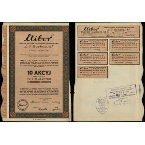 Elibor, 10 akcji po 100 złotych = 1.000 złotych, 1934, Warszawa