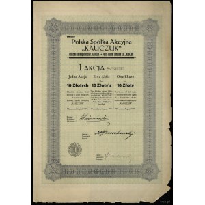 KAUCZUK, zestaw: 5 x 1 akcja na 10 złotych, sierpień 1927
